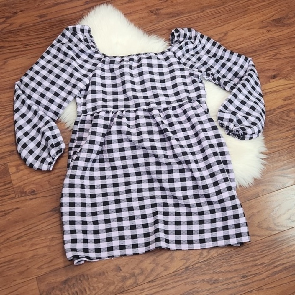 Wild Fable Lavender & Black Goth Babydoll Gingham Mini Dress - Picture 3 of 3